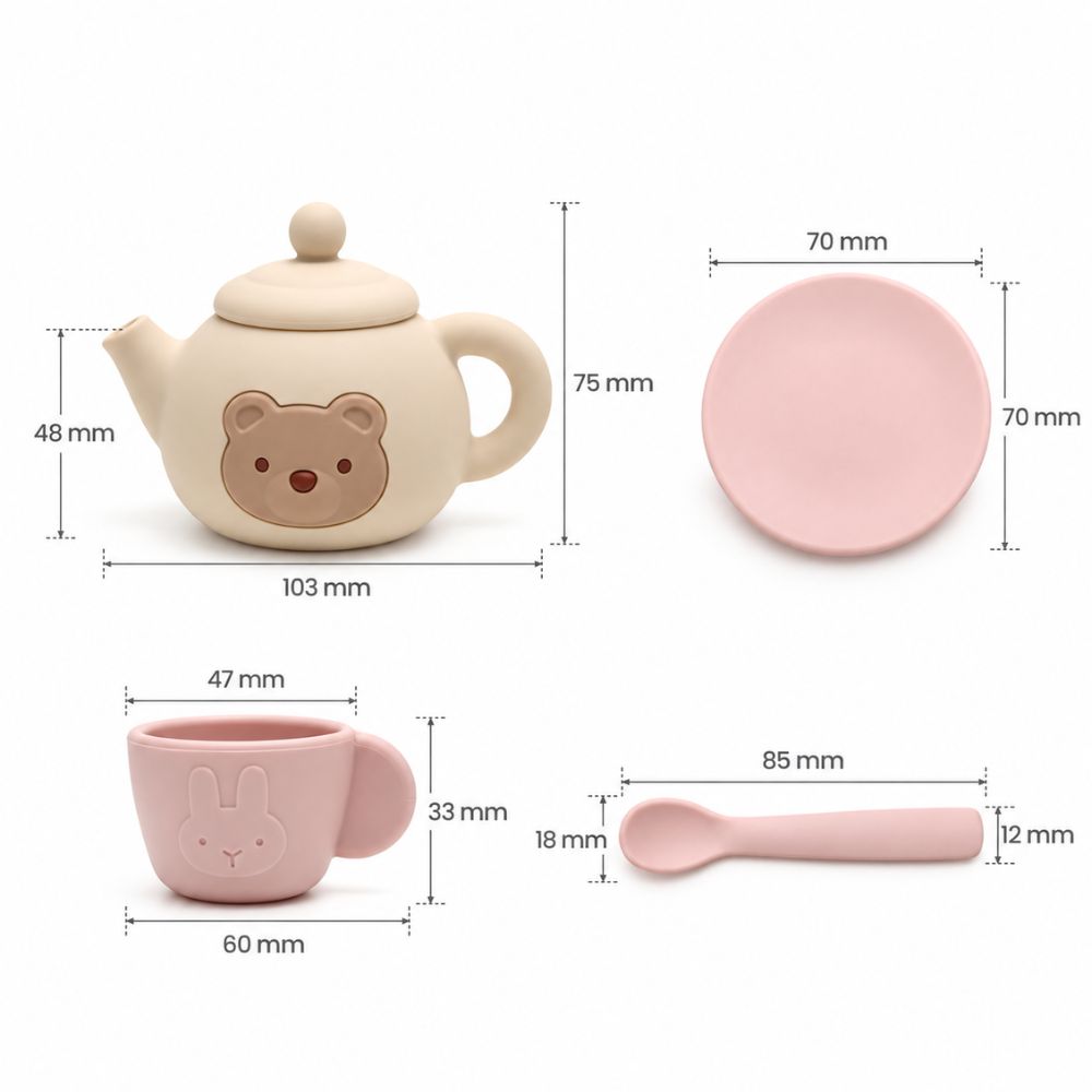 Kinder-Teeset mit Tiermotiven aus Silikon