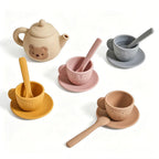 Kinder-Teeset mit Tiermotiven aus Silikon