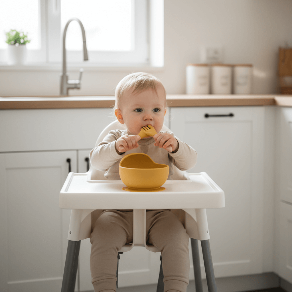 Baby Esslern Set Silikon & Edelstahl 304 – Teller, Schüssel, Becher, Besteck Mit Herausnehmbarem Einsatz