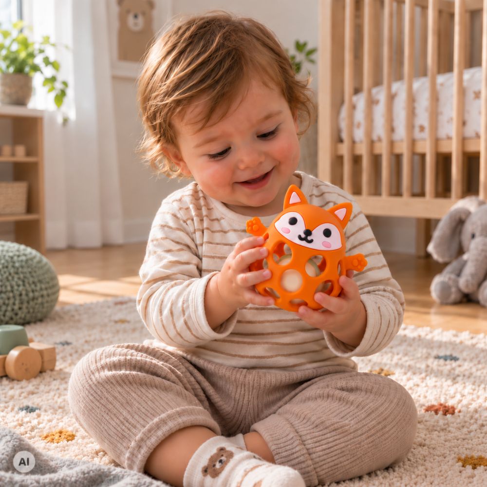 Beißfuchs mit Rasselball